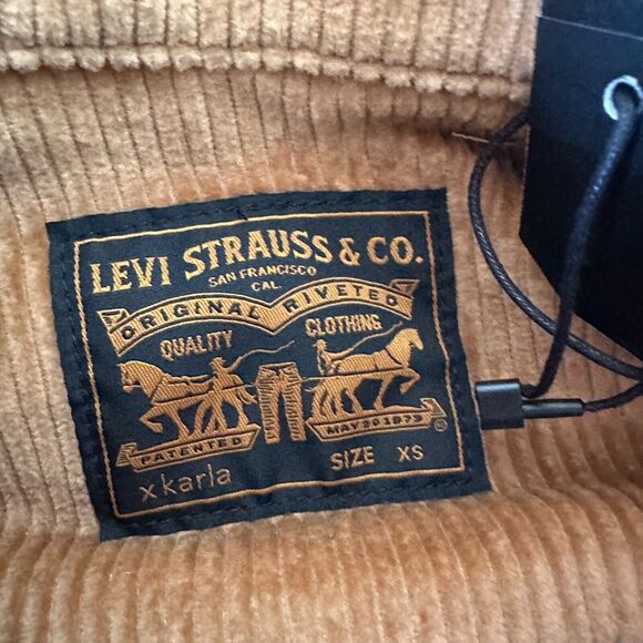 NWT Levis Karla Camel Tan Fringed Corduroy Long Trucker Button-Front Jacket XS - Picture 12 of 16